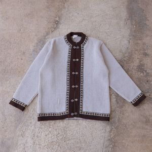 Vintage 60s 70s Sasnit Of Norway Wool Sweater Cardigan Knit Pullover Fair Isle